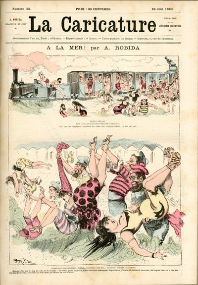 Til havet! 1880 (kobberstik) af Albert Robida