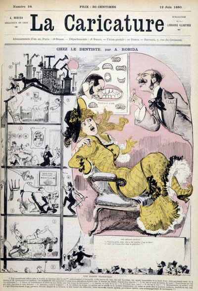 Kvinde hos tandlægen - af Robida, i "" La caricature""" af 12/06/1880. af Albert Robida