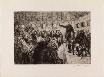 Washington forhindrer et militært diktatur (fra mappen "The Bicentennial Pageant of George Washington") af Albert Sterner