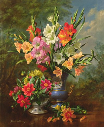 AB1062B Gladioler og Dahliaer af Albert Williams