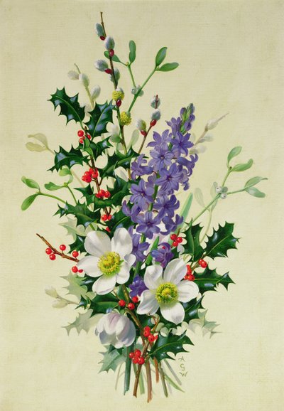 Spray af dogrose, kristtorn, mistelten og lærkespore (1) af Albert Williams