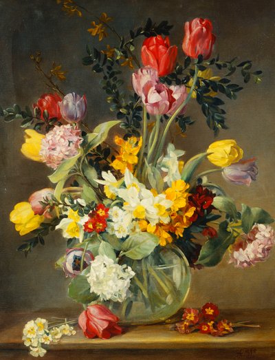 Tulipaner i en glasvase af Albert Williams