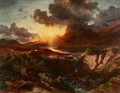 Solnedgang ved Hintersee i Berchtesgaden af Albert Zimmermann
