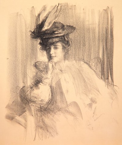 Lili med en fjerhat, 1907 af Albert de Belleroche