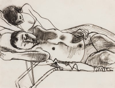 På lettini (kul på papir) af Alberto Morrocco