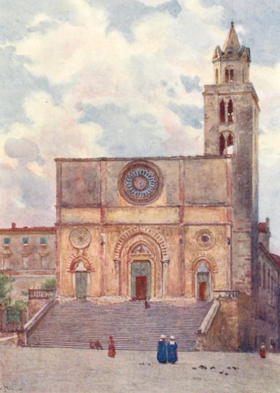 Domkirken, Todi (farvelitografi) af Alberto Pisa
