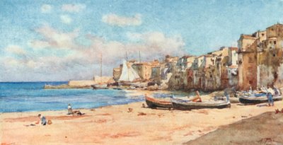 Havnen i Cefalu af Alberto Pisa