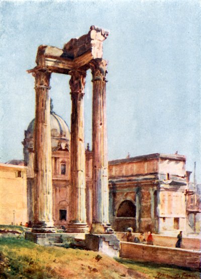 Vespasians tempel fra Portico af Dii Consentes af Alberto Pisa