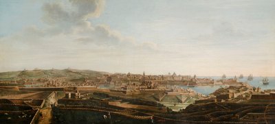 En af et sæt på syv udsigter over Valletta, Malta og dens omegn, ca. 1753 (olie på lærred) af Alberto Pullicino