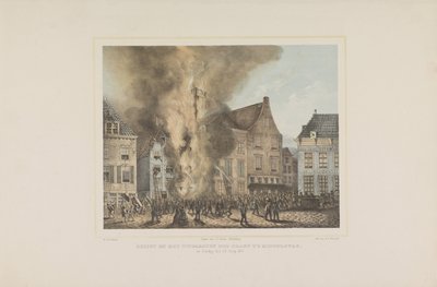 Udsigt ved brandens udbrud i Middelburg. søndag den 28. juni 1857 (titel på objektet) af Albertus Anthonius Nunnink