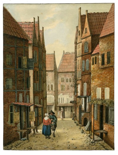 Gade i Delft Albertus Brondgeest efter Jacobus Vrel, SA Delft, inv.nr.65127 af Albertus Brondgeest