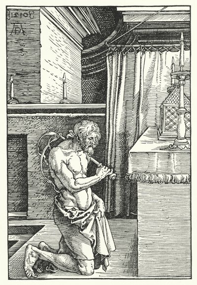 Kong David gør bod (gravering) af Albrecht (after) Durer or Duerer