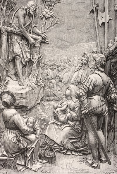 Sankt Johannes Døberen prædiker i ørkenen (gravering) af Albrecht (after) Durer or Duerer