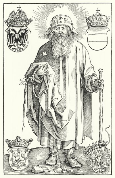 St Coloman (gravering) af Albrecht (after) Durer or Duerer