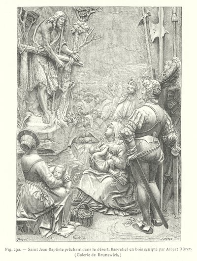 Johannes Døberen prædiker i ørkenen (gravering) af Albrecht (after) Durer or Duerer