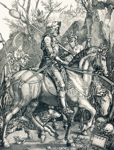 Dødens Ridder, ca. 1880 (gravering) af Albrecht (after) Durer or Duerer
