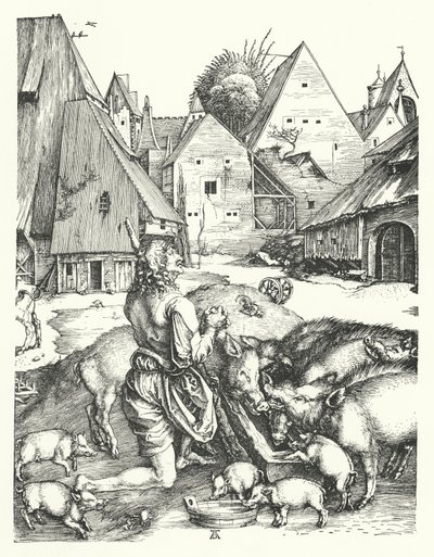 Den fortabte søn (gravering) af Albrecht (after) Durer or Duerer
