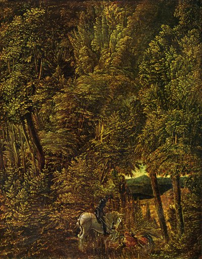 Landskab af træ med Saint George, der kæmper mod dragen af Albrecht Altdorfer