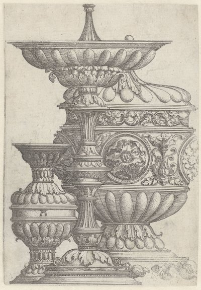 Tre dekorerede bægre Vaser, kander og krukker (serietitel) af Albrecht Altdorfer