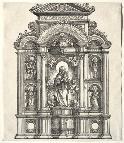 Storalter med Jomfruen, i en grænse til SS. Christopher, George, Barbara, Catherine af Albrecht Altdorfer
