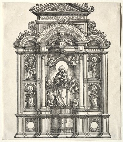 Storalter med Jomfruen, i en grænse til SS. Christopher, George, Barbara, Catherine, 1520. af Albrecht Altdorfer