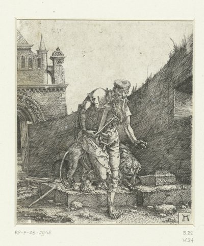 Sankt Hieronymus i gården til en kirke af Albrecht Altdorfer