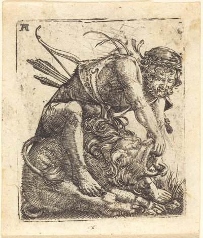 Hercules overvinder Nemean-løven af Albrecht Altdorfer