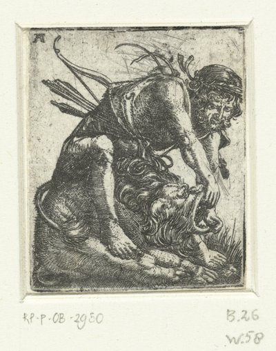 Hercules dræber Nemean-løven af Albrecht Altdorfer