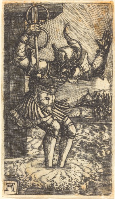Horatio Cocles springer ind i floden Tiberen af Albrecht Altdorfer