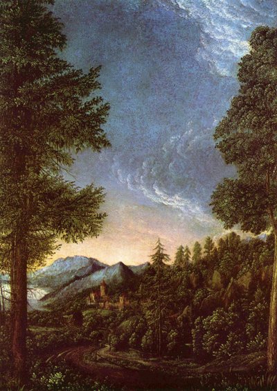 Landskab ved Donau nær Regensburg af Albrecht Altdorfer