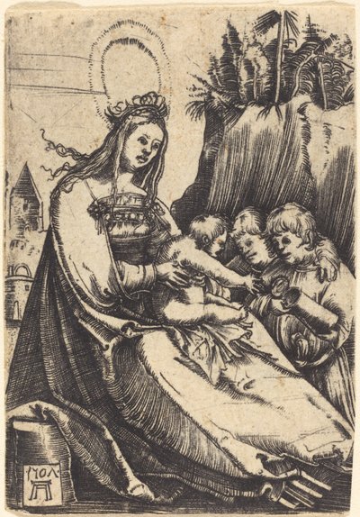 Mary med barn og to drenge af Albrecht Altdorfer