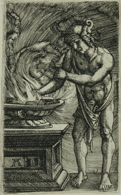 Mucius Scaevola brænder sin hånd af Albrecht Altdorfer