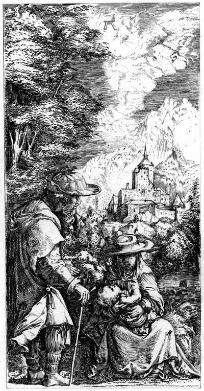 Hvil på flugten til Egypten, c1515-1519 1849. af Albrecht Altdorfer