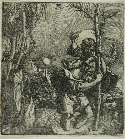 Sankt Kristoffer bærer Jesusbarnet af Albrecht Altdorfer