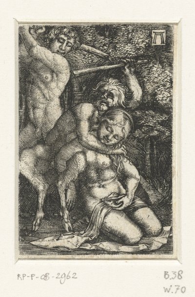 Satyr og en mand slås om en kvinde af Albrecht Altdorfer