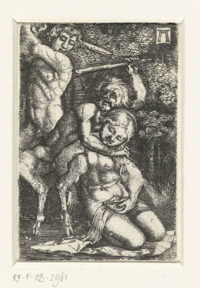 Satyr og en mand slås om en kvinde af Albrecht Altdorfer