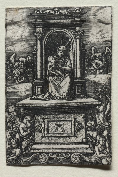 Den smukke jomfru fra Ratisbon på et alter, kort efter 1520. af Albrecht Altdorfer
