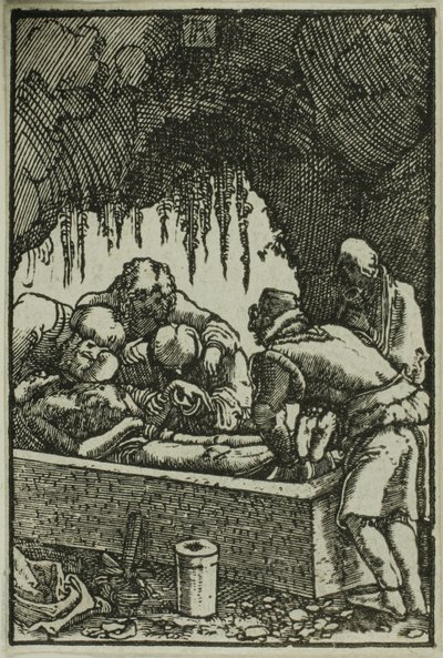 Begravelsen, fra Menneskets Fald og Forløsning af Albrecht Altdorfer