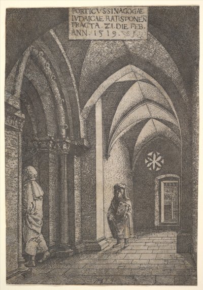 Indgangshallen til Regensburg Synagoge, 1519. af Albrecht Altdorfer