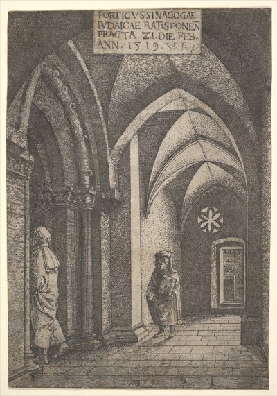 Indgangshallen til Regensburg Synagoge, 1519. af Albrecht Altdorfer