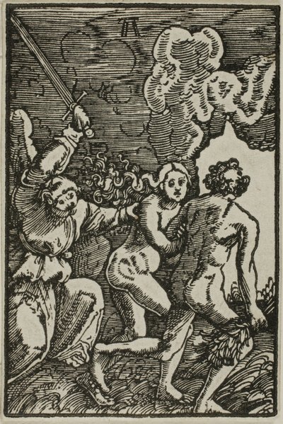 Uddrivelsen fra paradiset, fra menneskets fald og forløsning af Albrecht Altdorfer