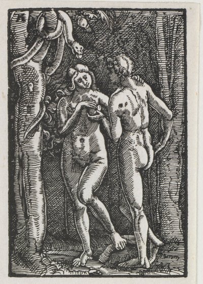 Menneskets fald og forløsning: Adam og Eva spiser den forbudte frugt, ca. 1513. af Albrecht Altdorfer