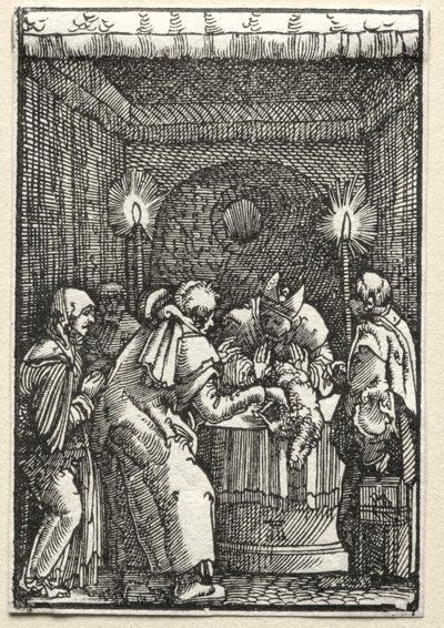 Menneskets fald og forløsning: Joachims offer afvist af ypperstepræsten, ca. 1515. af Albrecht Altdorfer