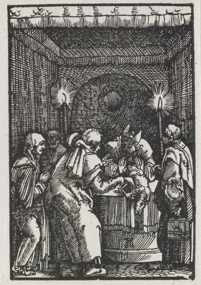 Menneskets fald og forløsning: Joachims offer afvist af ypperstepræsten, ca. 1515. af Albrecht Altdorfer