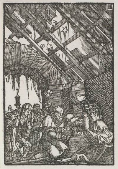 Menneskets fald og forløsning: Magiernes tilbedelse, ca. 1515. af Albrecht Altdorfer