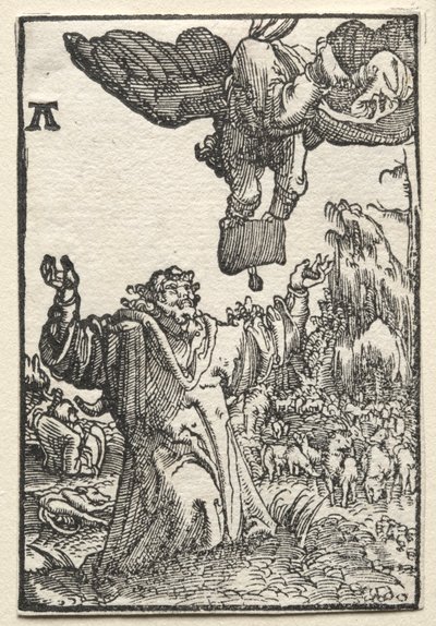 Menneskets fald og forløsning: Englens budskab til Joachim, ca. 1515. af Albrecht Altdorfer