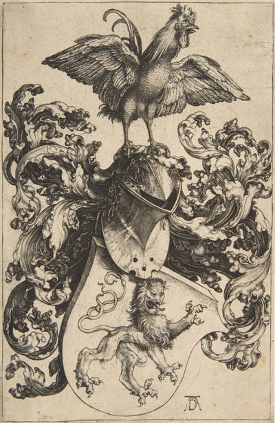 37 Våbenskjold med løve og hane af Albrecht Dürer