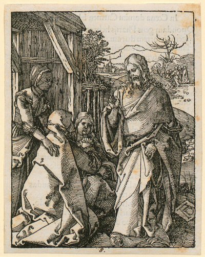 Kristi afsked med sin moder, blad 8 i serien «Den lille træsnitspassion» af Albrecht Dürer