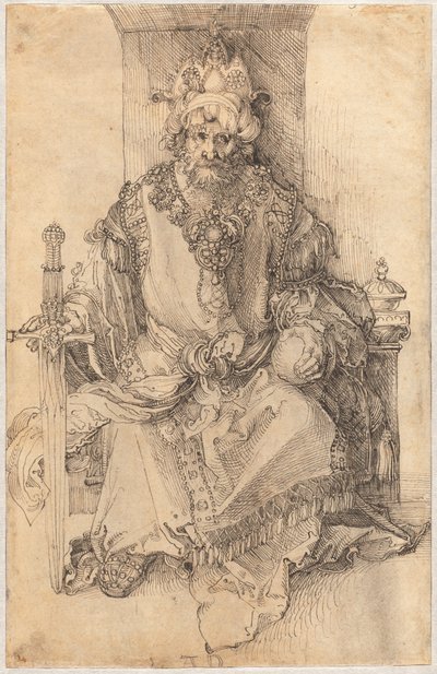 En orientalsk hersker sidder på sin trone af Albrecht Dürer