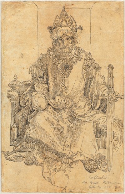 En orientalsk hersker sidder på sin trone af Albrecht Dürer
